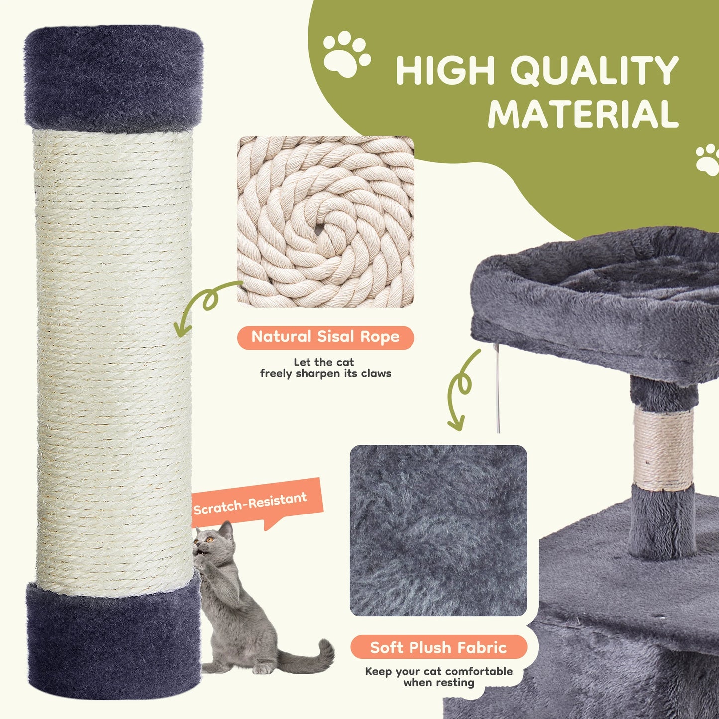 JHK Multi-Level Cat Tree Tower With Condo And Scratching Posts