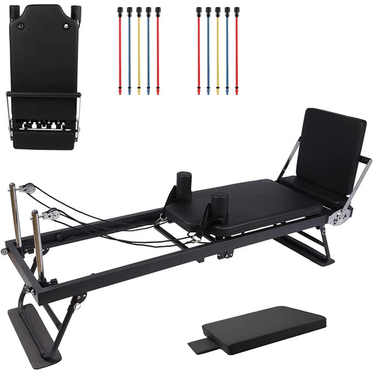 HiMISS Foldable Reformer Pilates Machine With Jump Boards And Piano Wire Springs