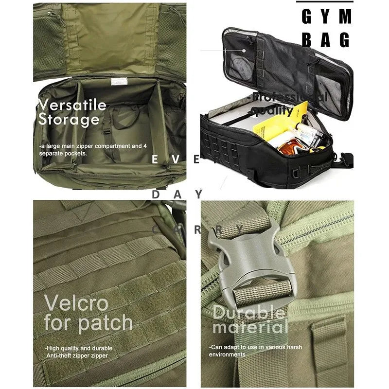 LQARMYCN 3 Way Duffle Bag Backpack Crossbody Travel