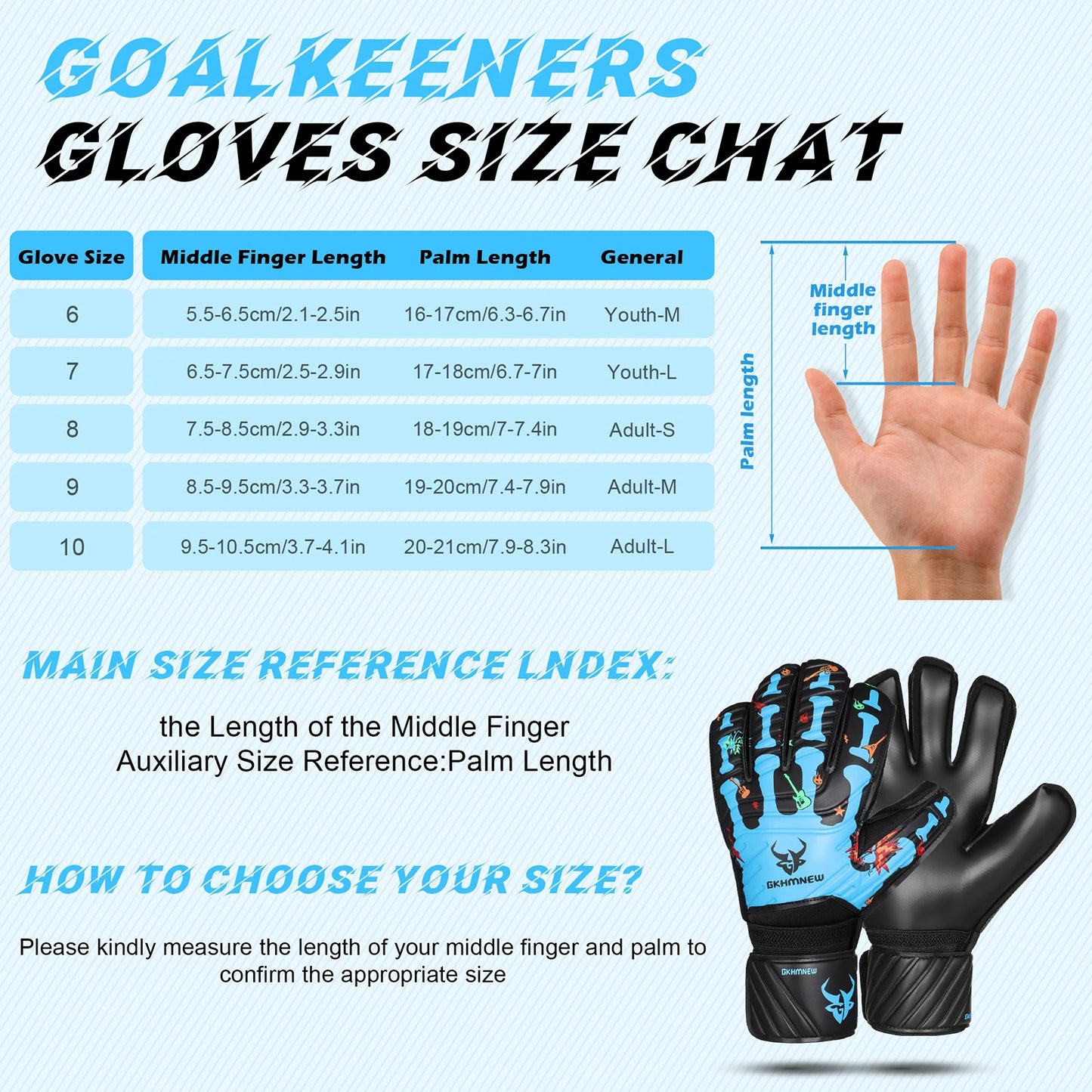 GKHMNEW Goalkeeper Gloves Fingersave 4mm Latex Breathable Soccer