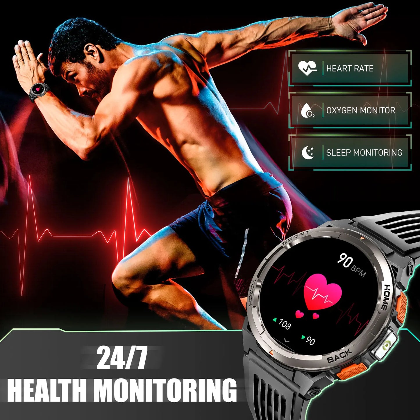 EIGIIS KE5 1.45 Inch Smartwatch 3ATM Waterproof With Compass Altimeter