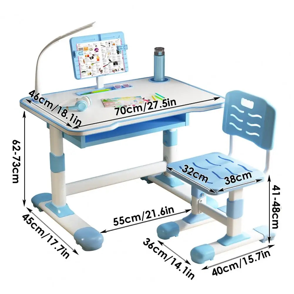 Ergonomic Kids Study Desk Chair Set With Height Adjustment