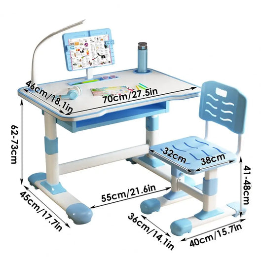 Ergonomic Kids Study Desk Chair Set With Height Adjustment