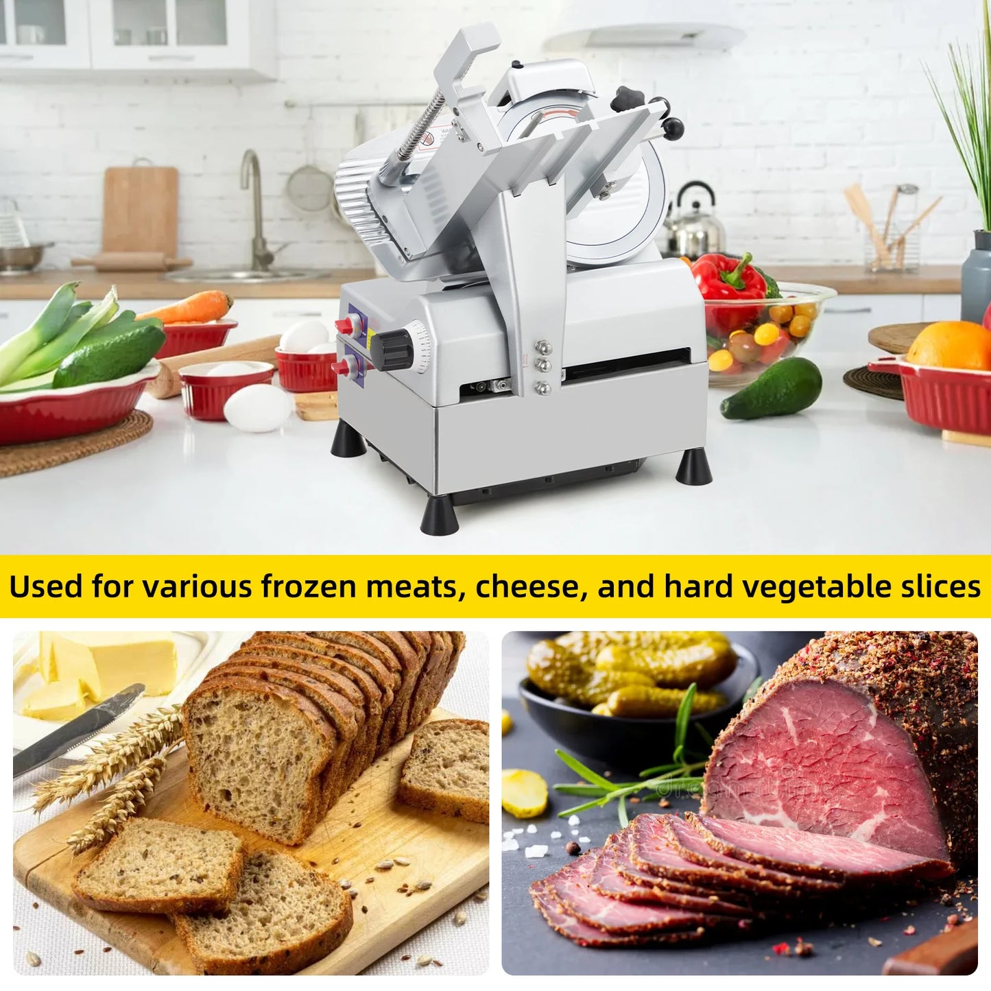 Adoolla Automatic Meat Slicer 240W 430W Dual Motor Blade