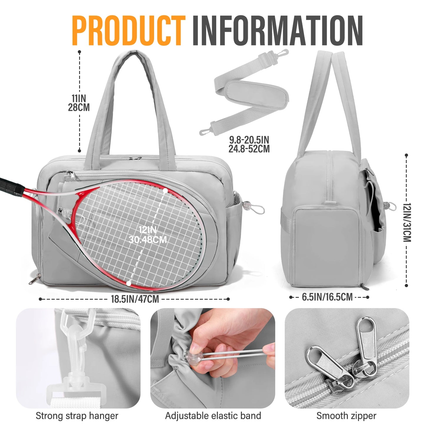 Tennis Gym Bag Backpack Holds 2 Rackets With Shoe Compartment