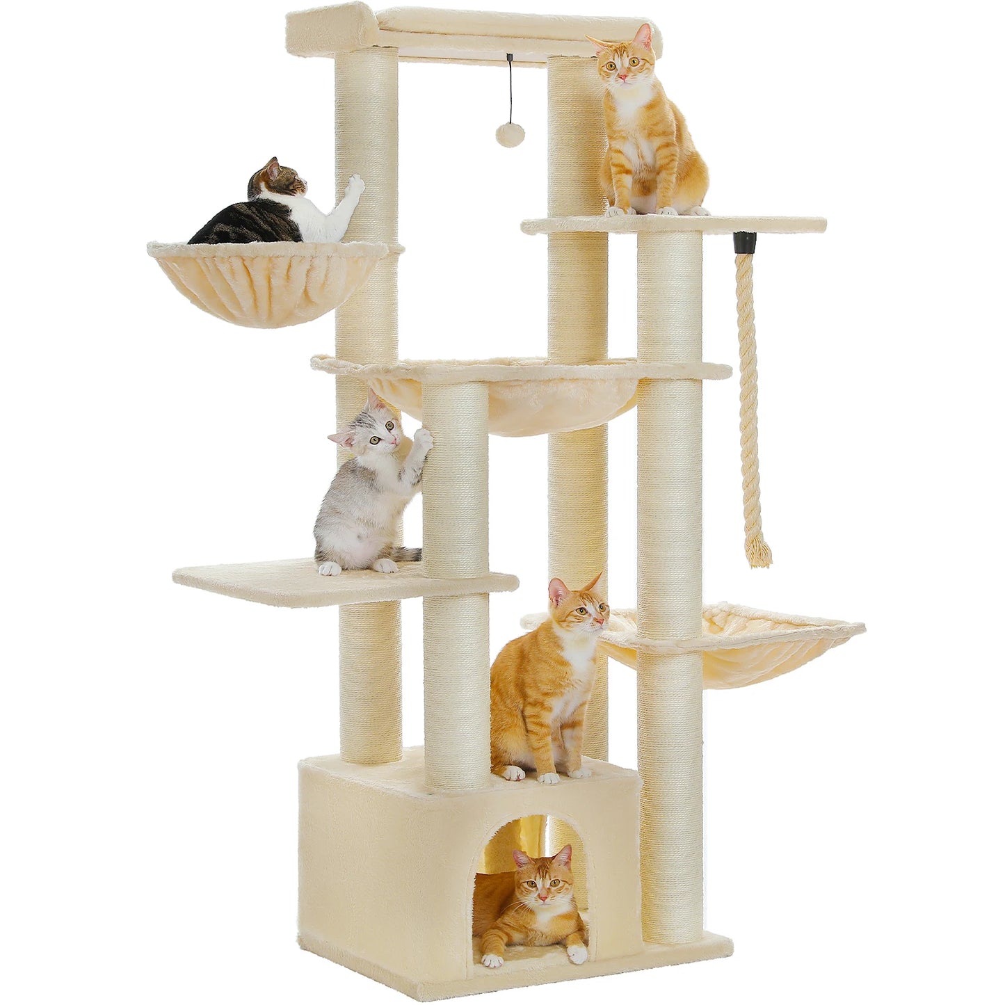 PEQULTICN Multi-Level Cat Tree With Scratching Posts And Condo