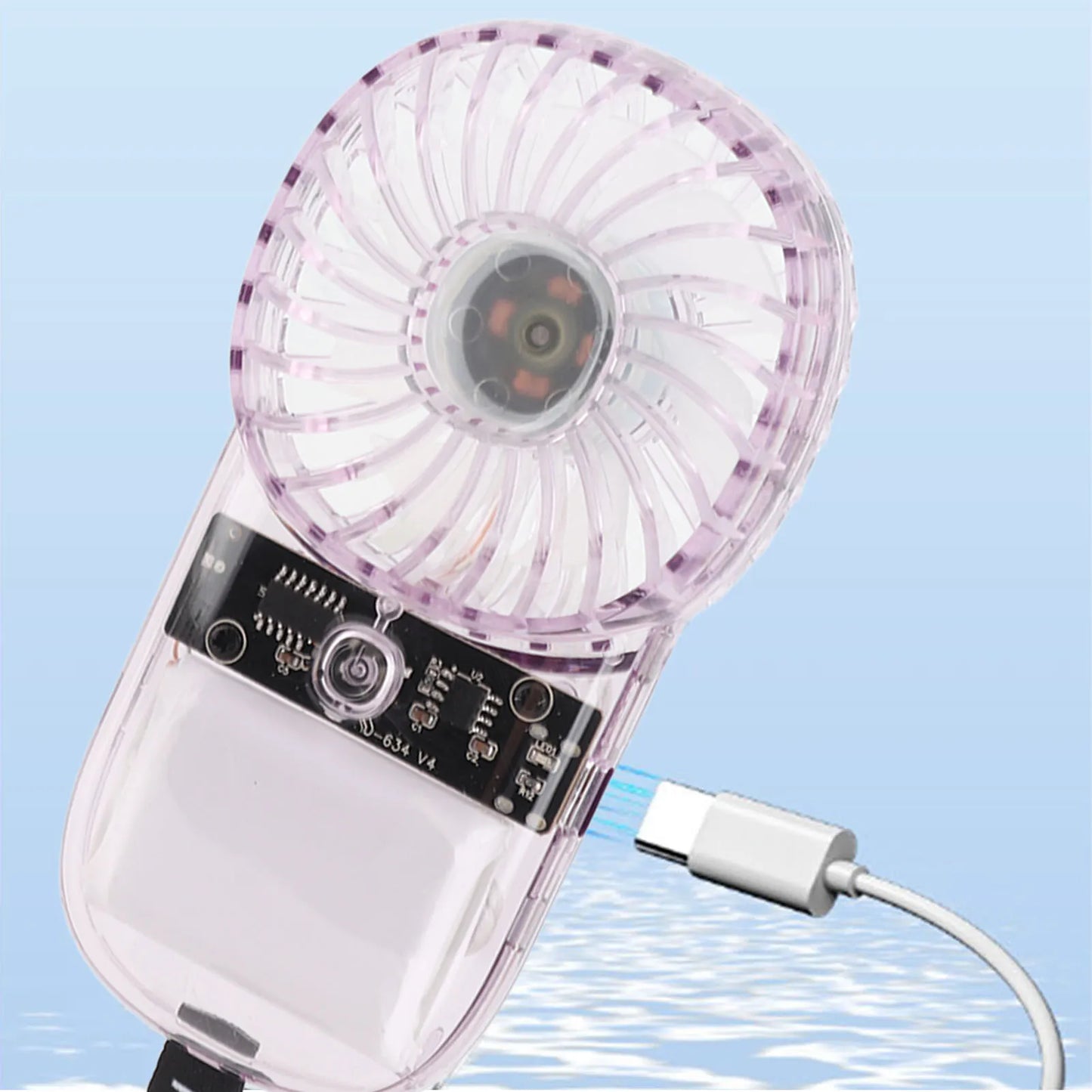 Transparent Foldable Neck Hanging Portable Fan USB Rechargeable 1200mAh