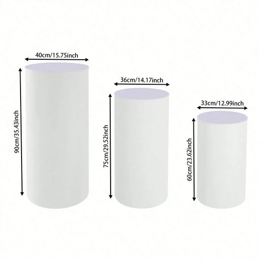 Three-Piece Cylinder Pedestal Stands for Wedding Decor