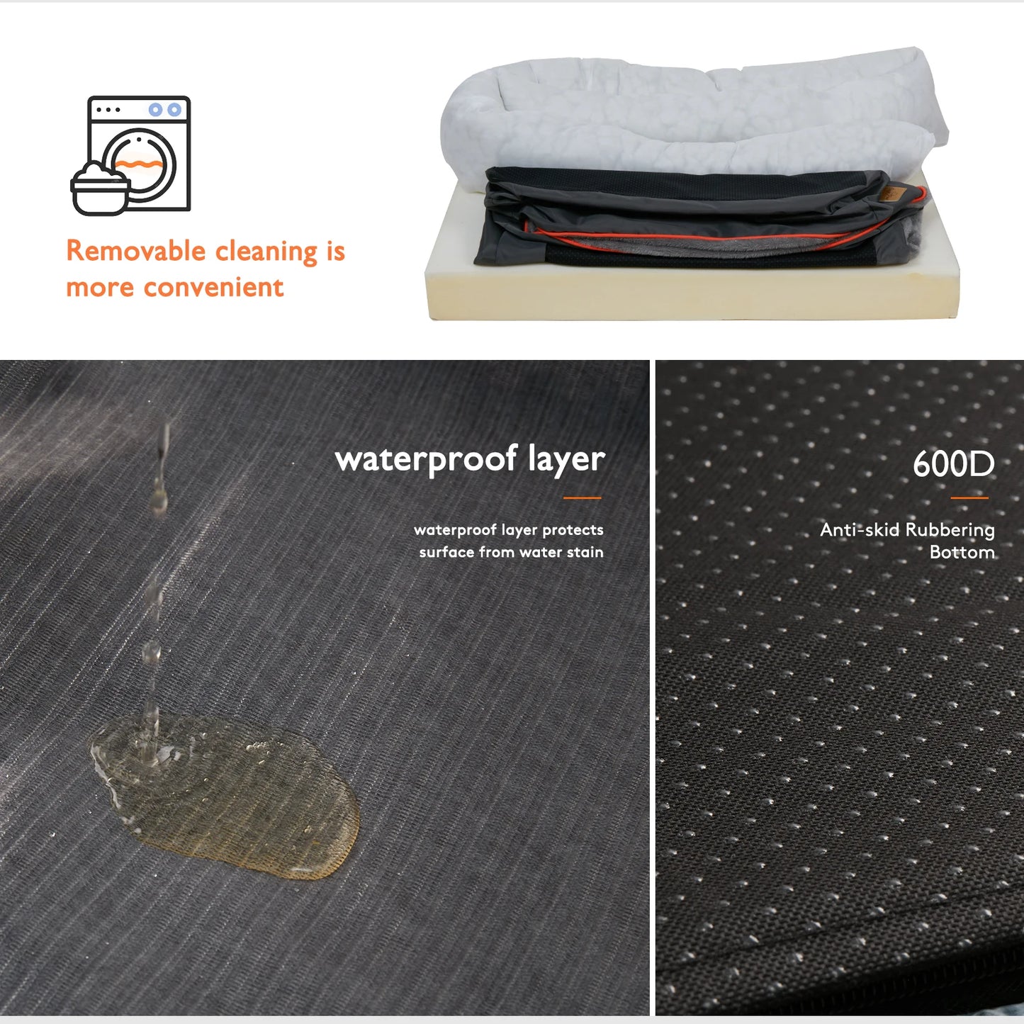 BINGOPAWCN Anti Allergy Warm Fleece Dog Bed Waterproof Removable Cover