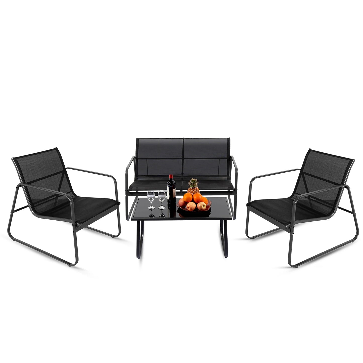 JHK Outdoor Patio Furniture Set With Table And Mesh Backrest
