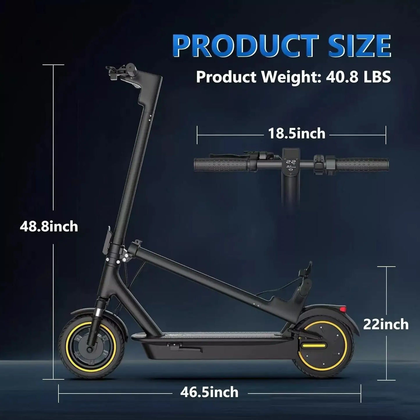 LADPED LPMAX Folding Electric Scooter 22 MPH Dual Shock Absorber