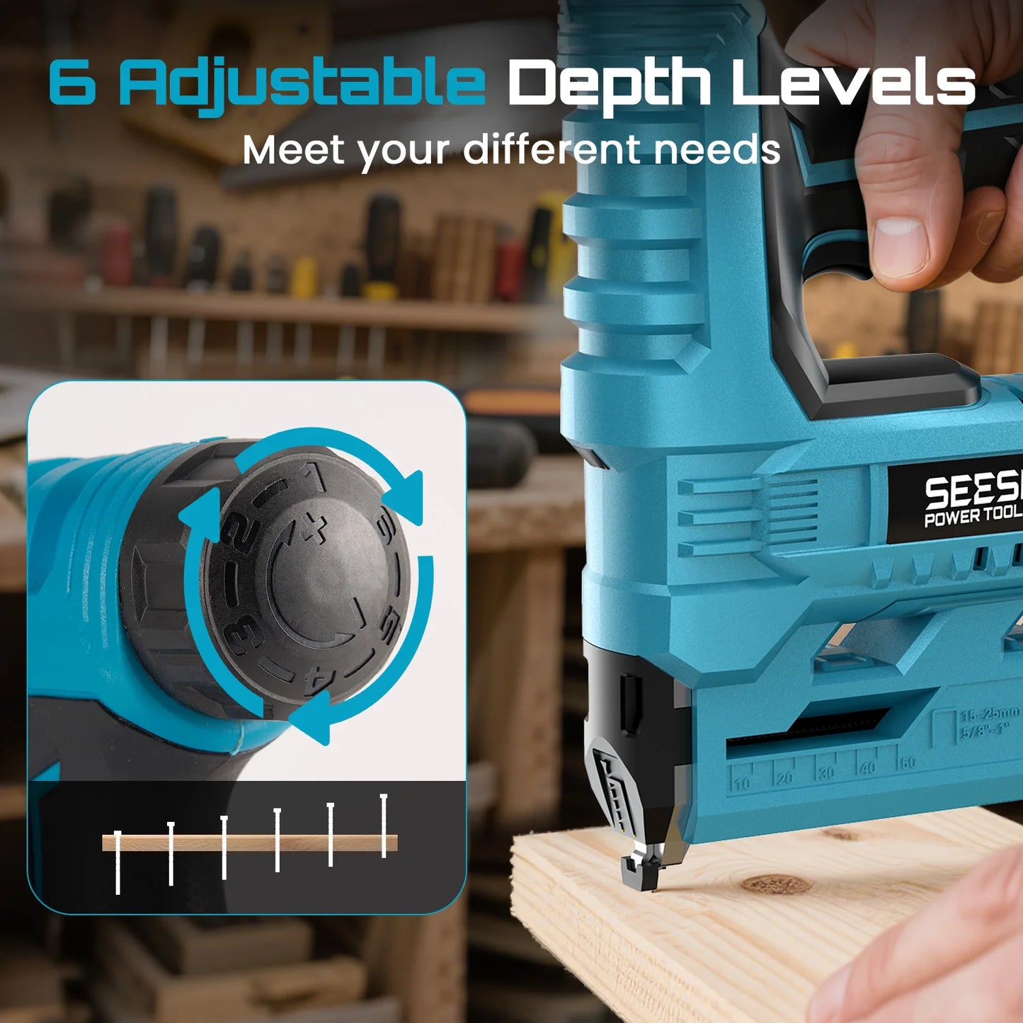 Seesii Cordless Brad Nailer With Battery