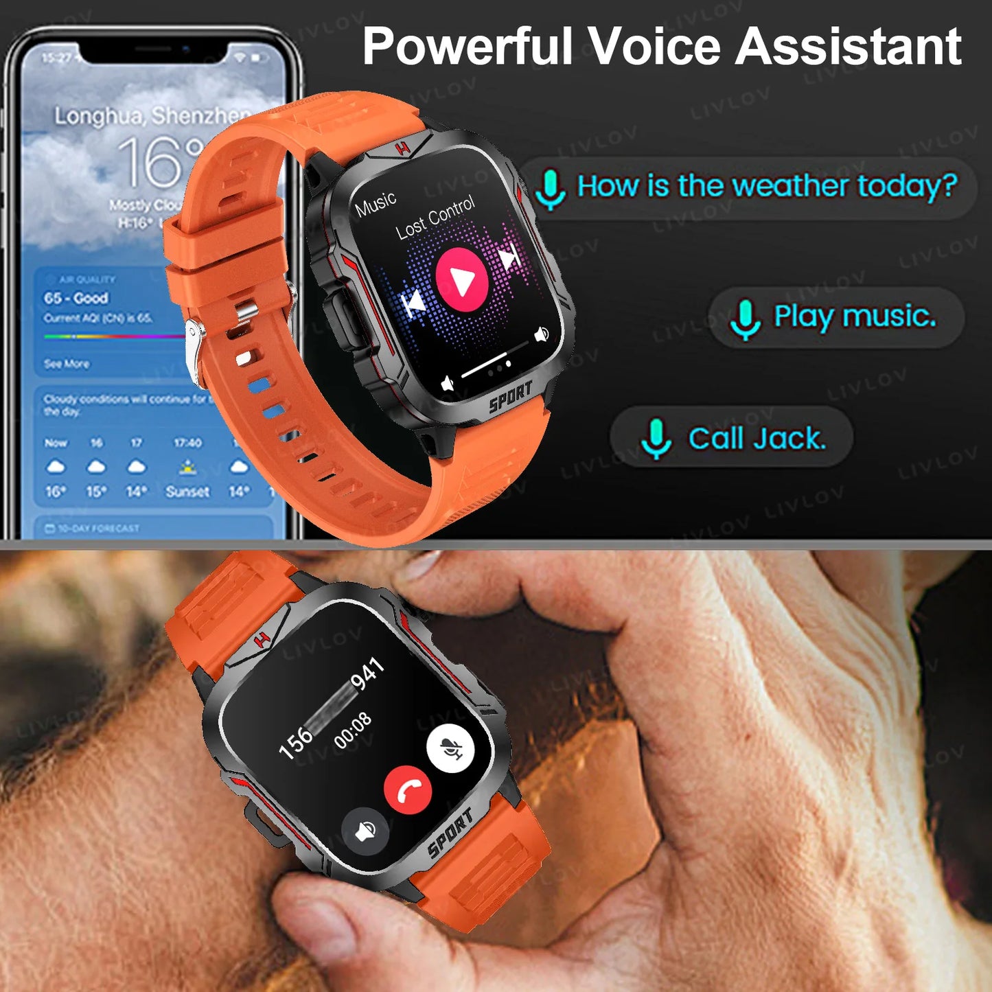 LIVLOV Smartwatch With AI Voice Assistant And Bluetooth Calling