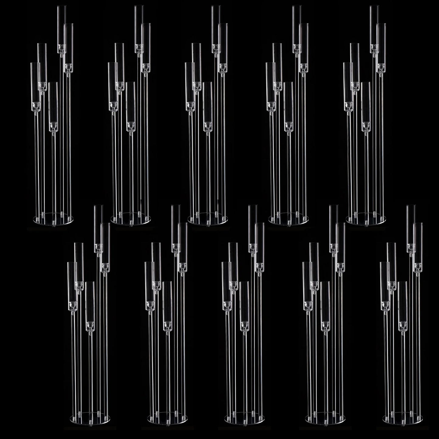 Vincigant 10Pcs Acrylic 5 Arm Floor Candelabra Holder