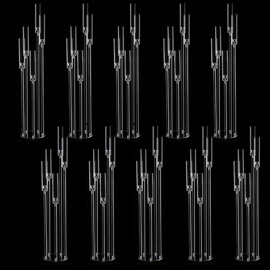 Vincigant 10Pcs Acrylic 5 Arm Floor Candelabra Holder