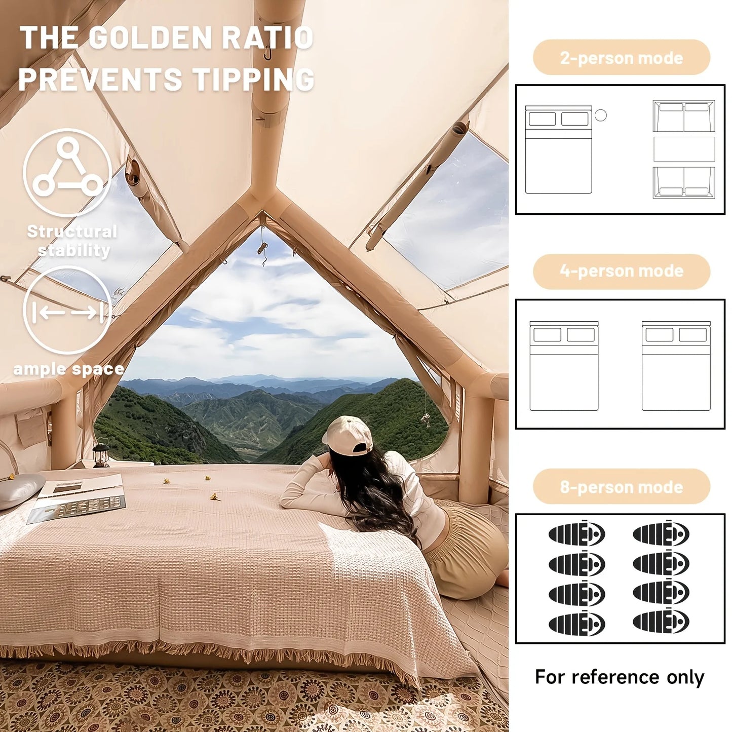 Inflatable Camping Tent With Skylight And Quick Air Flow