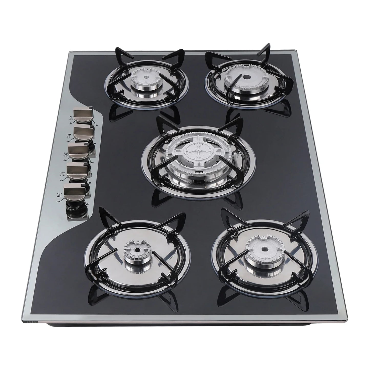 5-Burner Built-In Gas Stove Dual Fuel LPG NG Stainless Steel