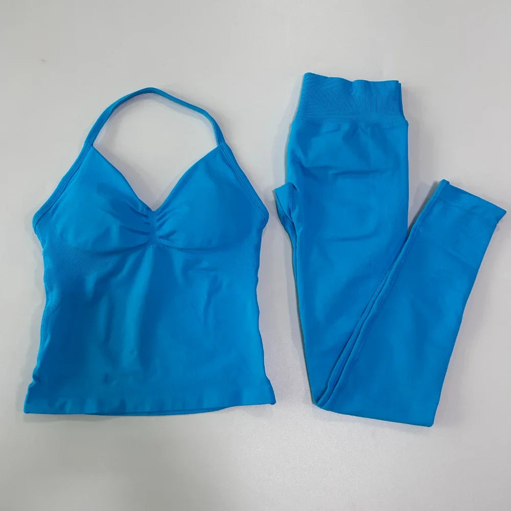 Seamless Gym Set For Women With Tank Top And High Waist Leggings
