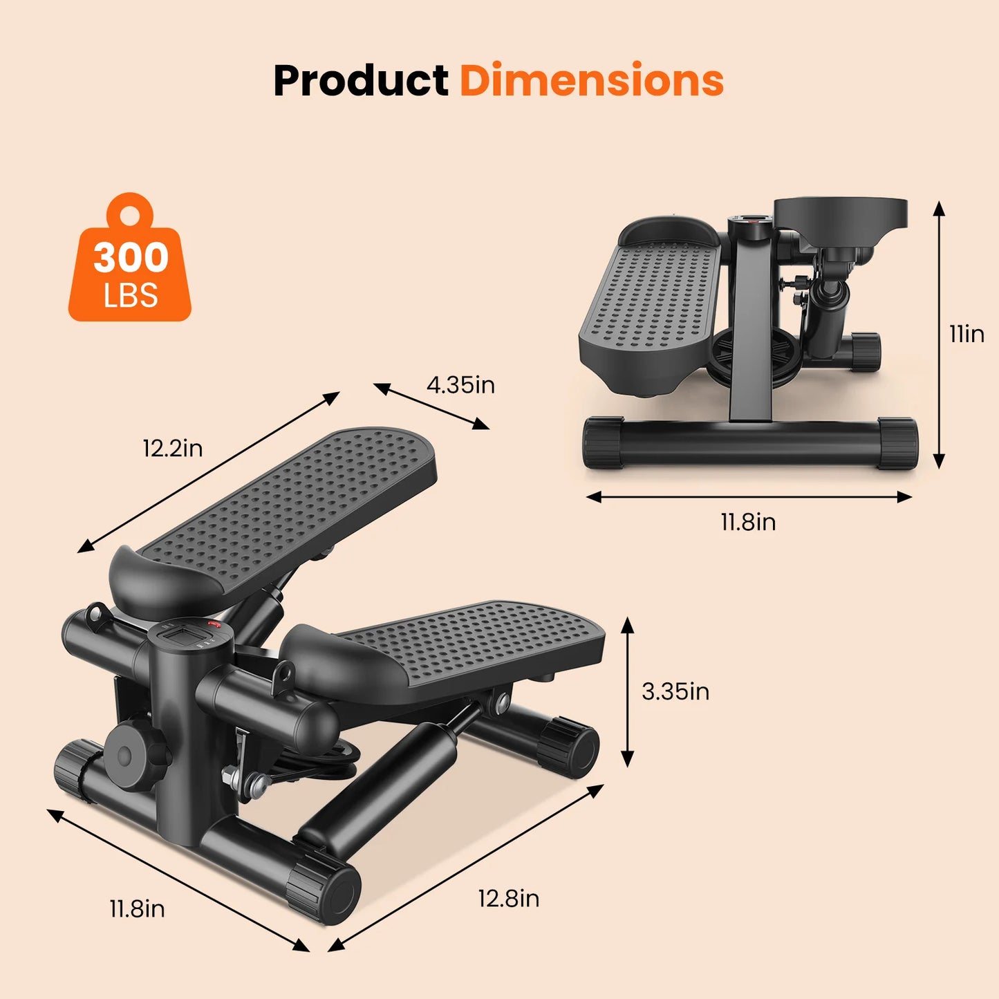 Mini Stepper With Resistance Bands Hydraulic Home Cardio Machine