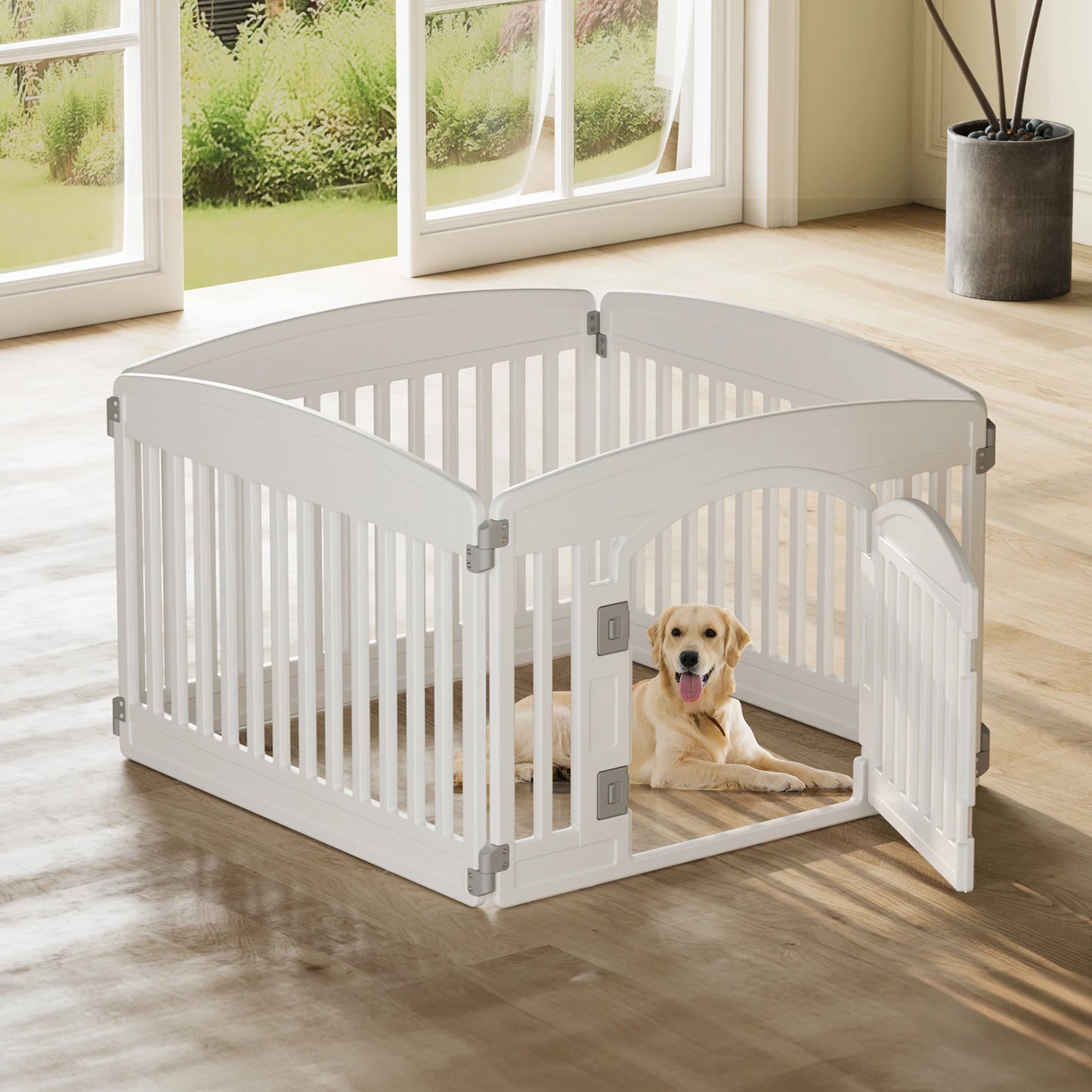 JHK Plastic Dog Playpen Expandable Pet Fence Portable Indoor Outdoor