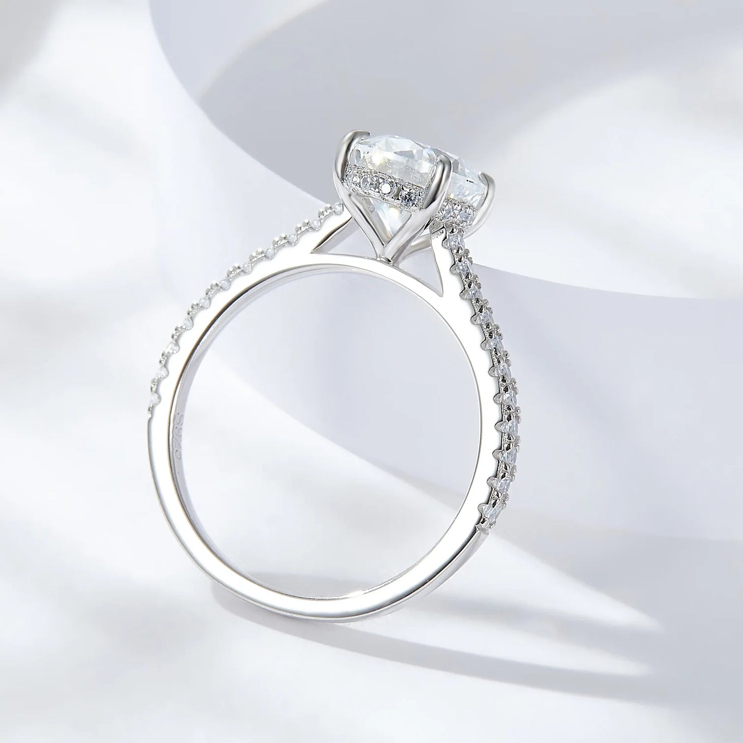 Sterling Silver Moissanite Oval Ring for Engagement
