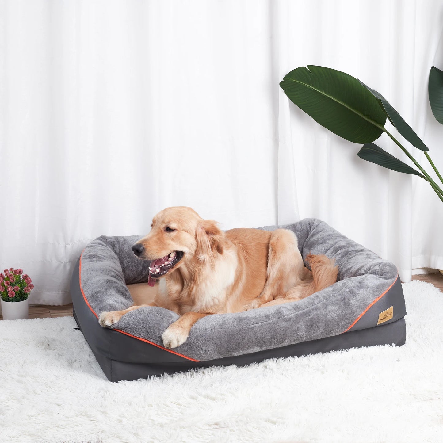 BINGOPAWCN Anti Allergy Warm Fleece Dog Bed Waterproof Removable Cover