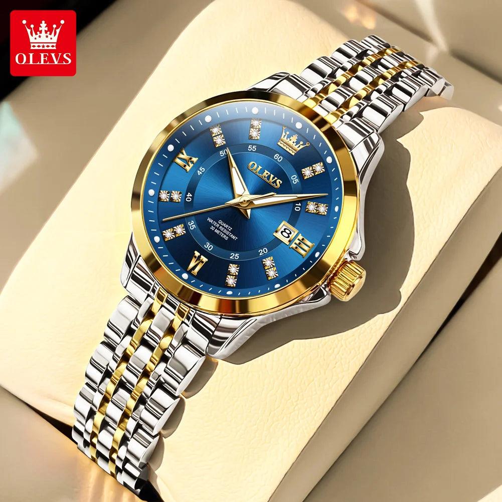 OLEVS 3620 Women Quartz Watch Luxury Diamond Calendar Waterproof