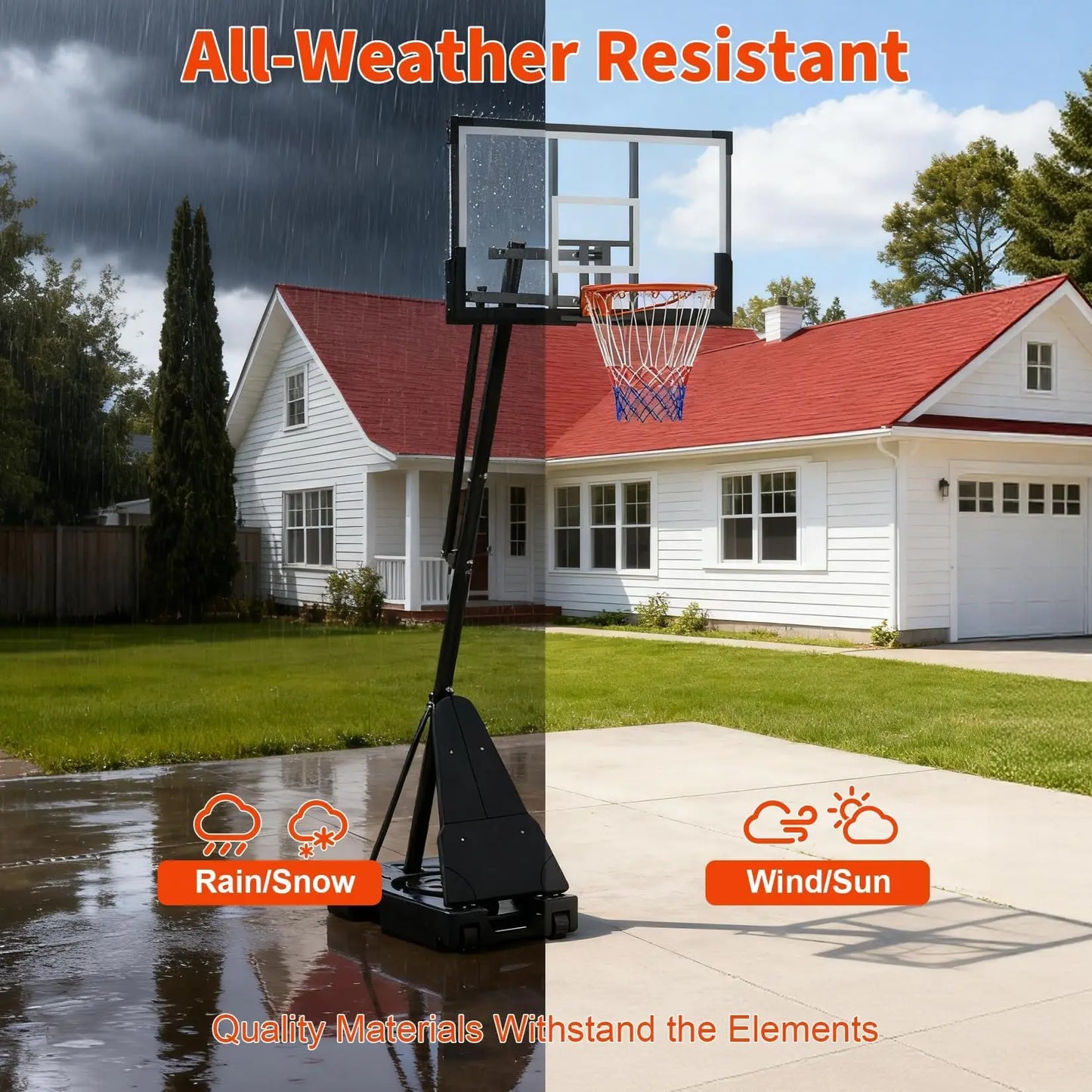 HiMISS Portable Basketball Hoop System with Adjustable Height Outdoor