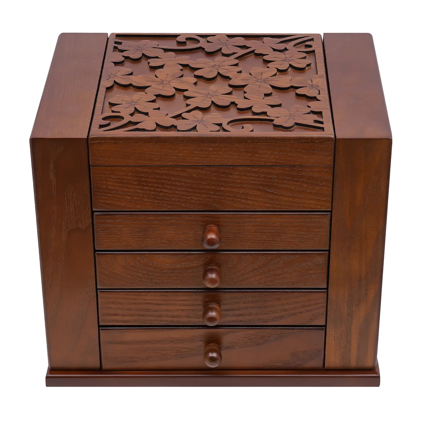 Five Layer Jewelry Box With Built In Mirror For Earrings