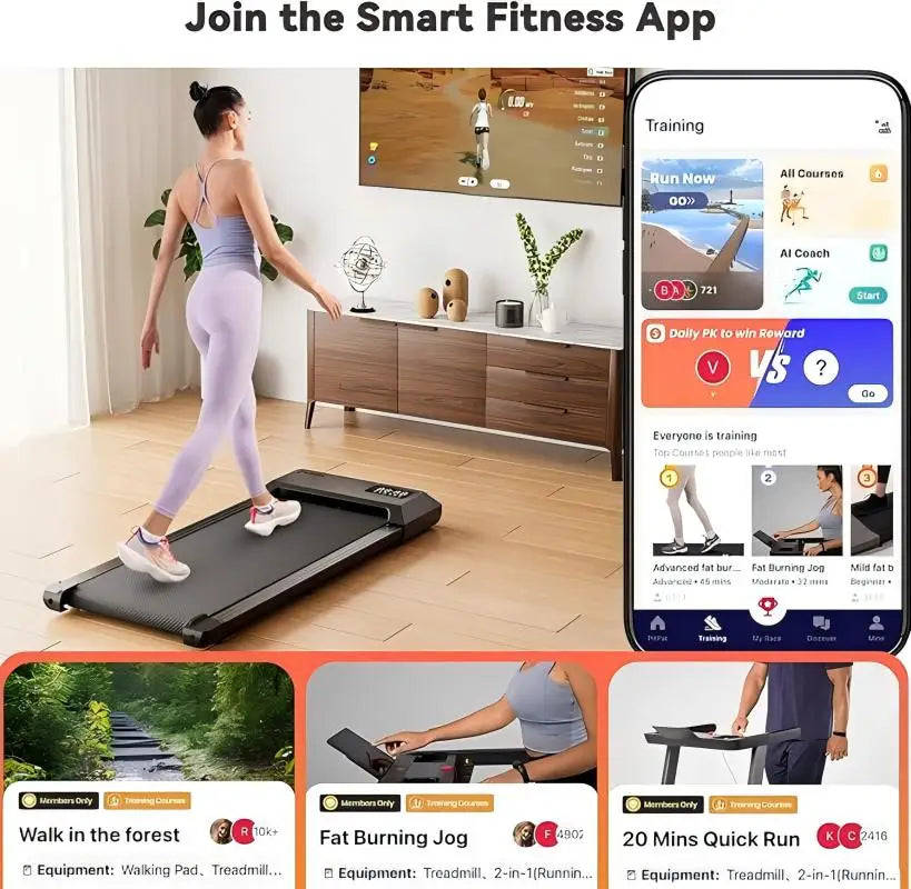 Superun 2-In-1 Home Walking Treadmill With App Control