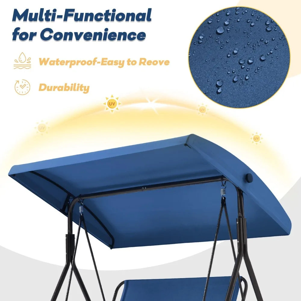 XIAOLANG 3 Seat Patio Swing With Removable Cushions And Canopy
