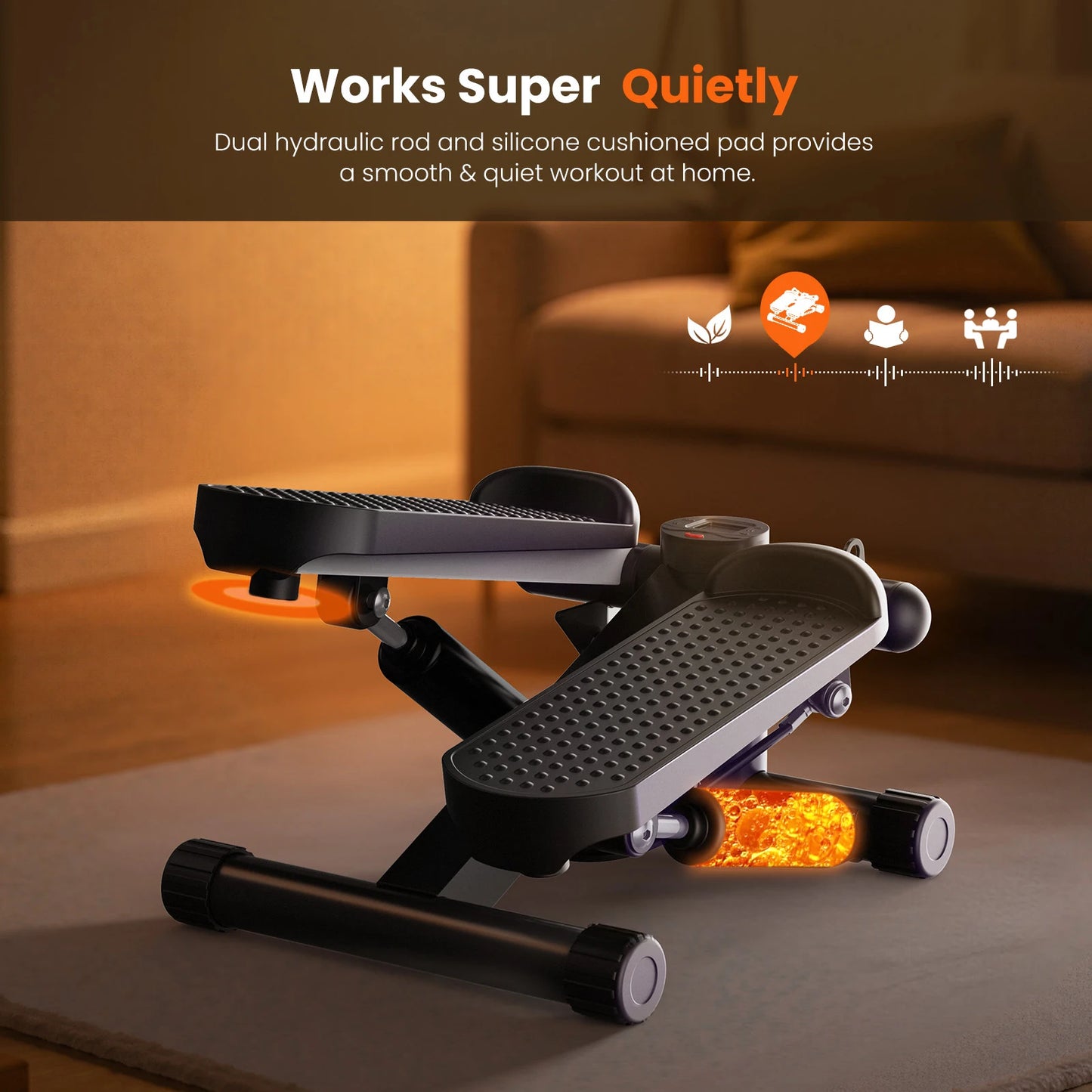 Mini Stepper With Resistance Bands Hydraulic Home Cardio Machine