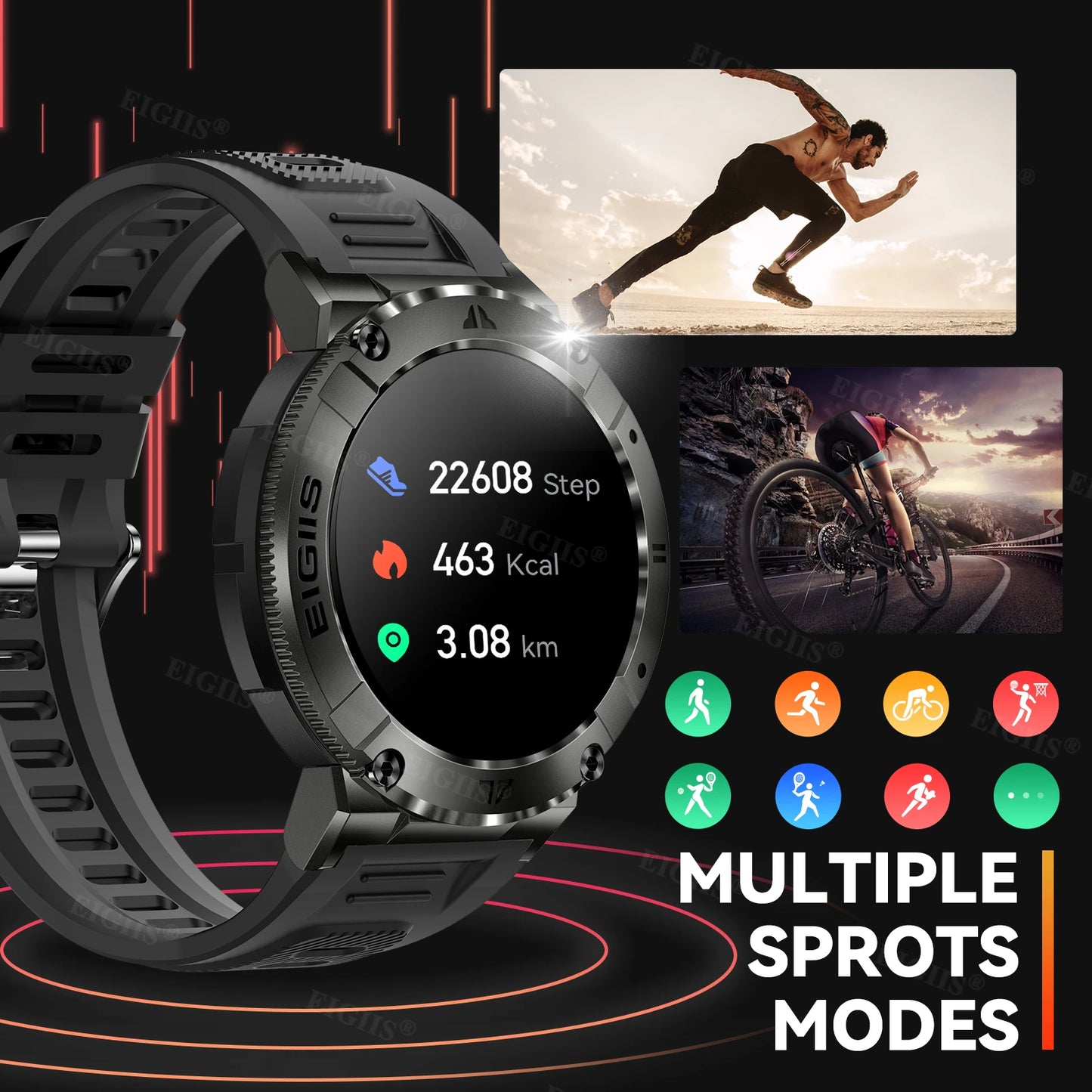 LaNikar Smartwatch For Men TFT Display Bluetooth Blood Pressure Monitor