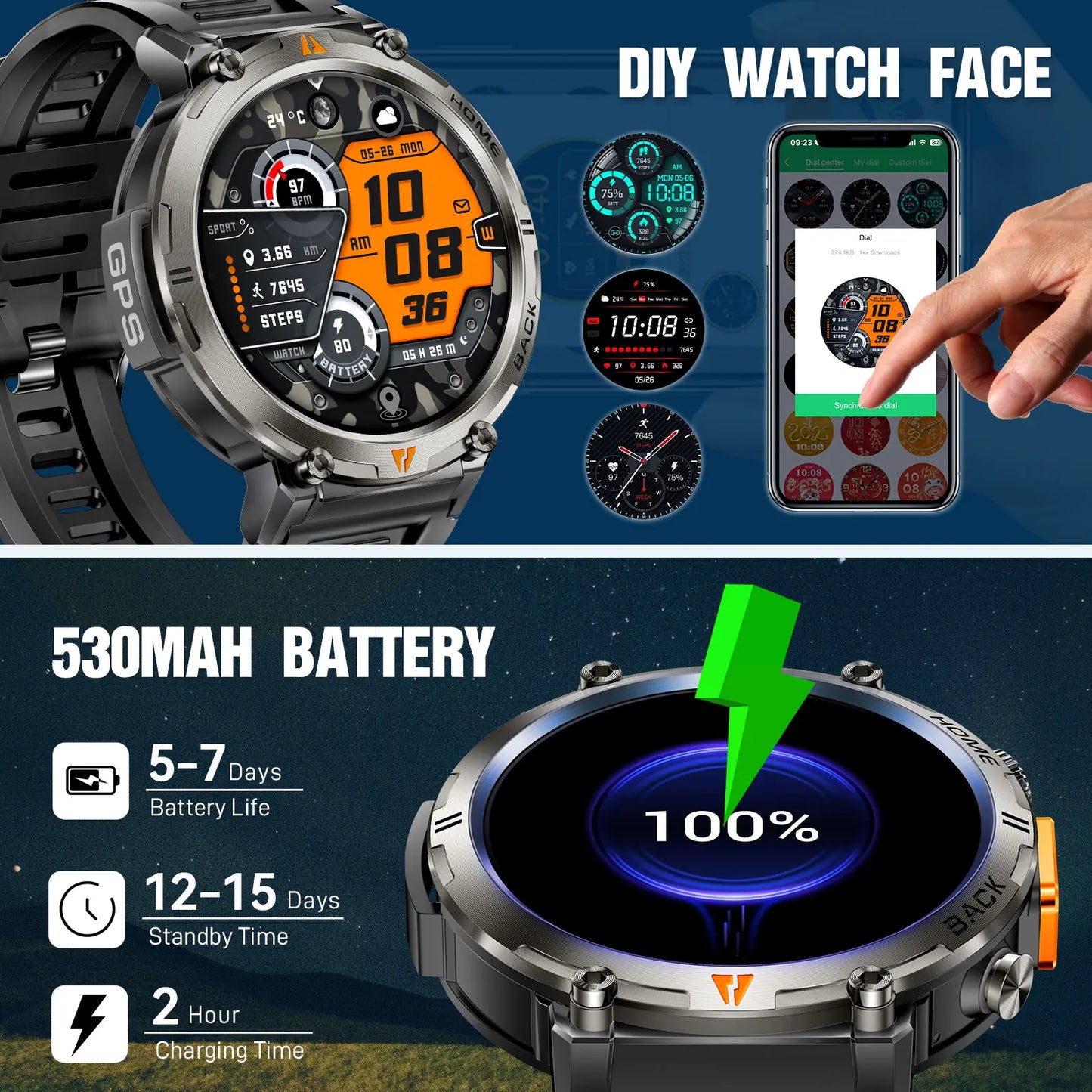 EIGIIS KE3 Bluetooth Call Smartwatch For Men Full Touch Health Monitor