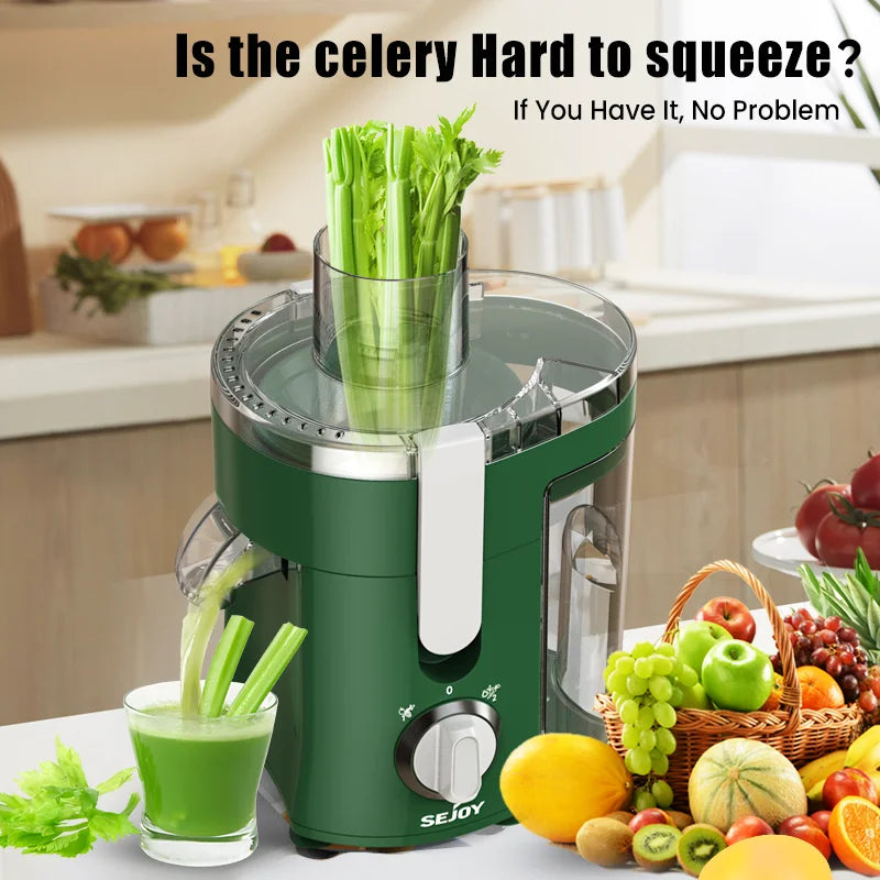 Sejoy Compact Fruits Juicer,500W Juice Extractor Machine Wide Mouth 3” Feed Chute for Fruit Vegetable Centrifugal Extractor