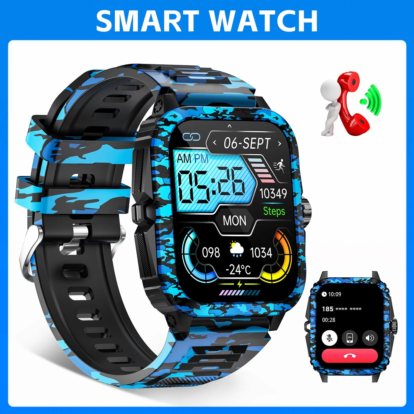 LaNikar Smart Watch 3ATM Waterproof Men Fitness Tracker