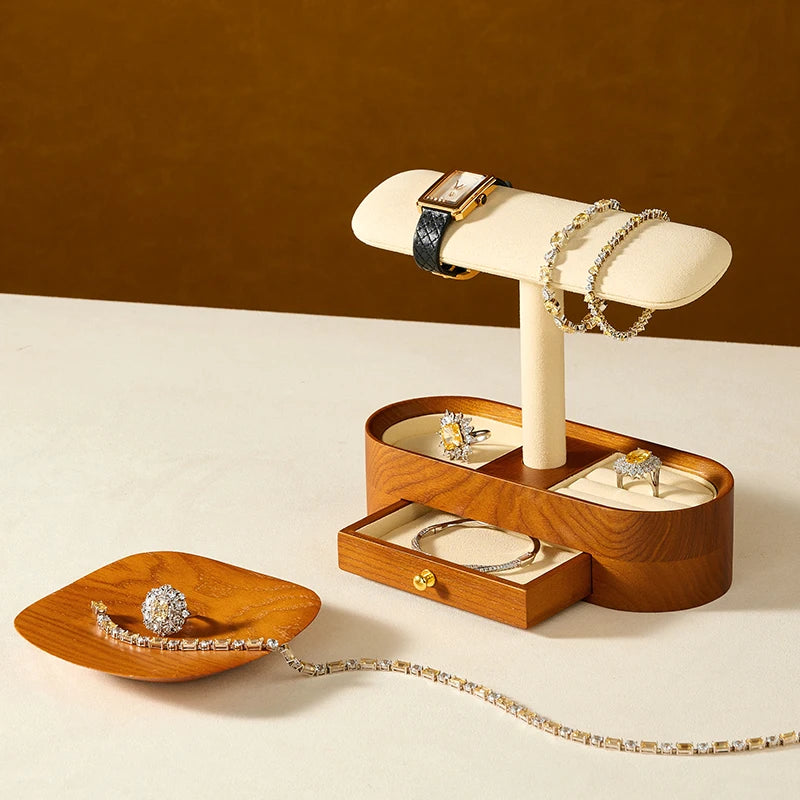 Oirlv Wooden Jewelry Organizer and Watch Display Stand