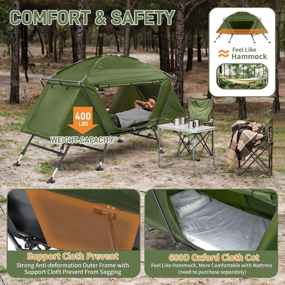 Portable Outdoor Camping Cot With Elevated Bed Heavy Duty