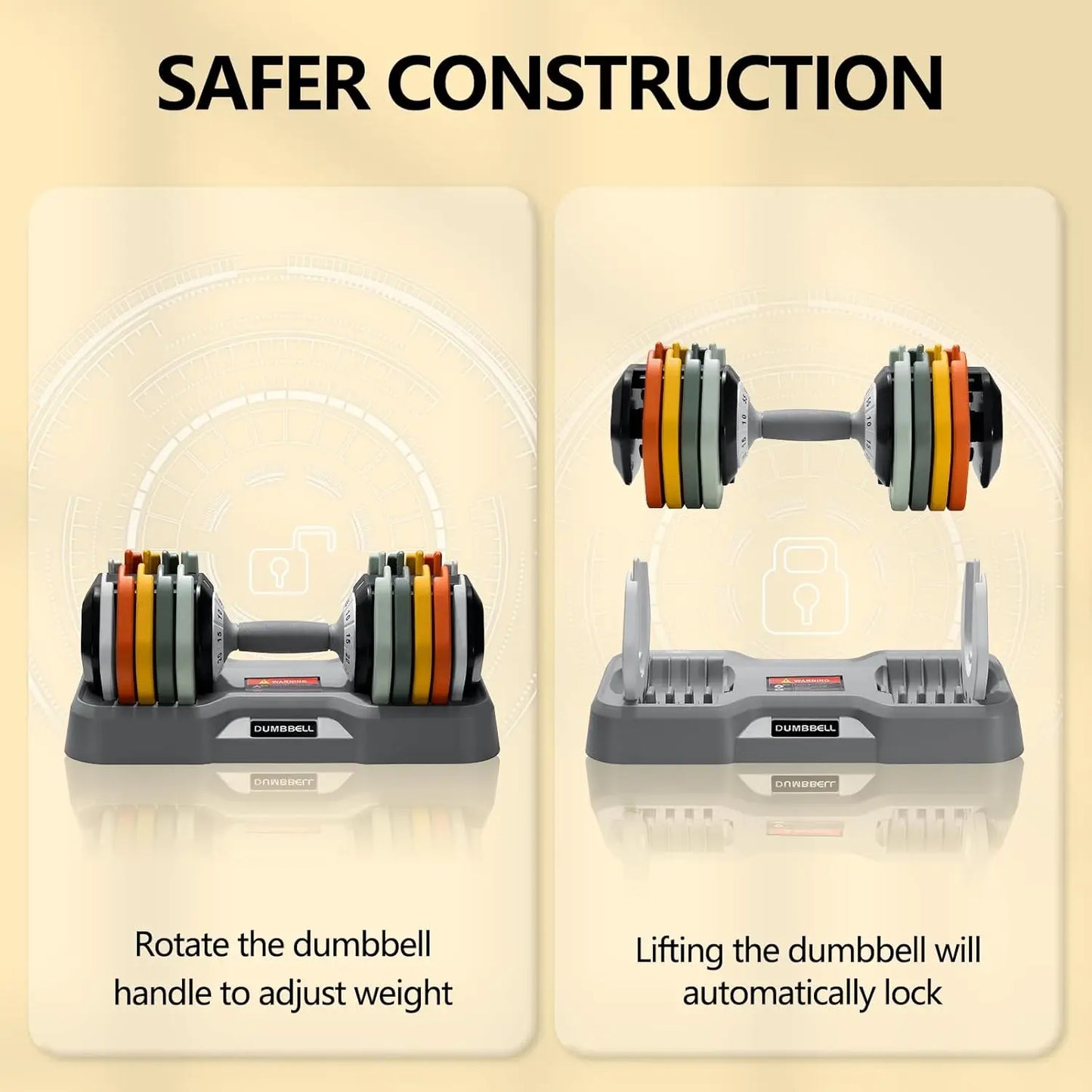 Adjustable Dumbbell Set 25 To 55 Pounds For Home Gym