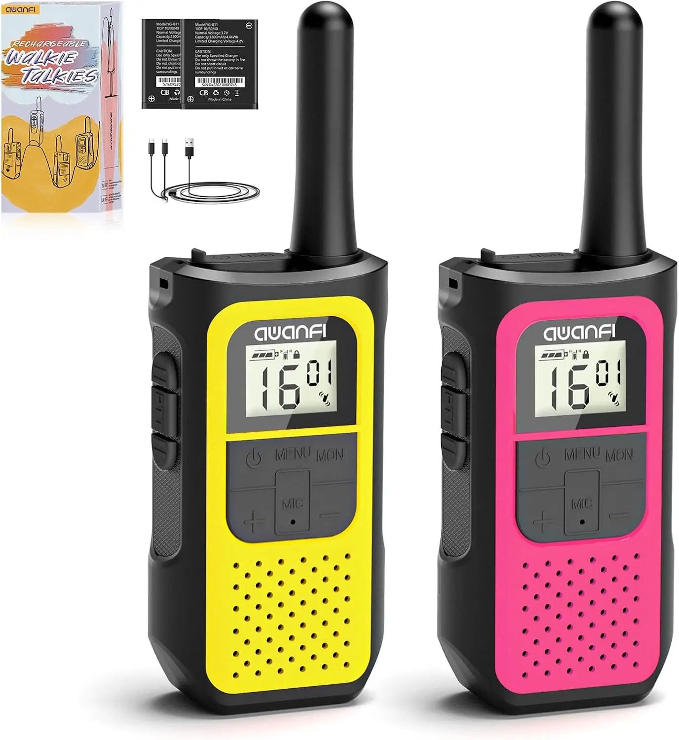 AWANFI Walkie Talkies Long Range Rechargeable Two Way Radios VOX