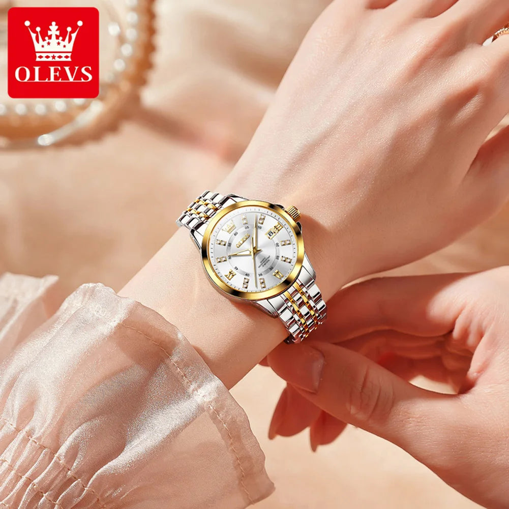 OLEVS 3620 Women Quartz Watch Luxury Diamond Calendar Waterproof