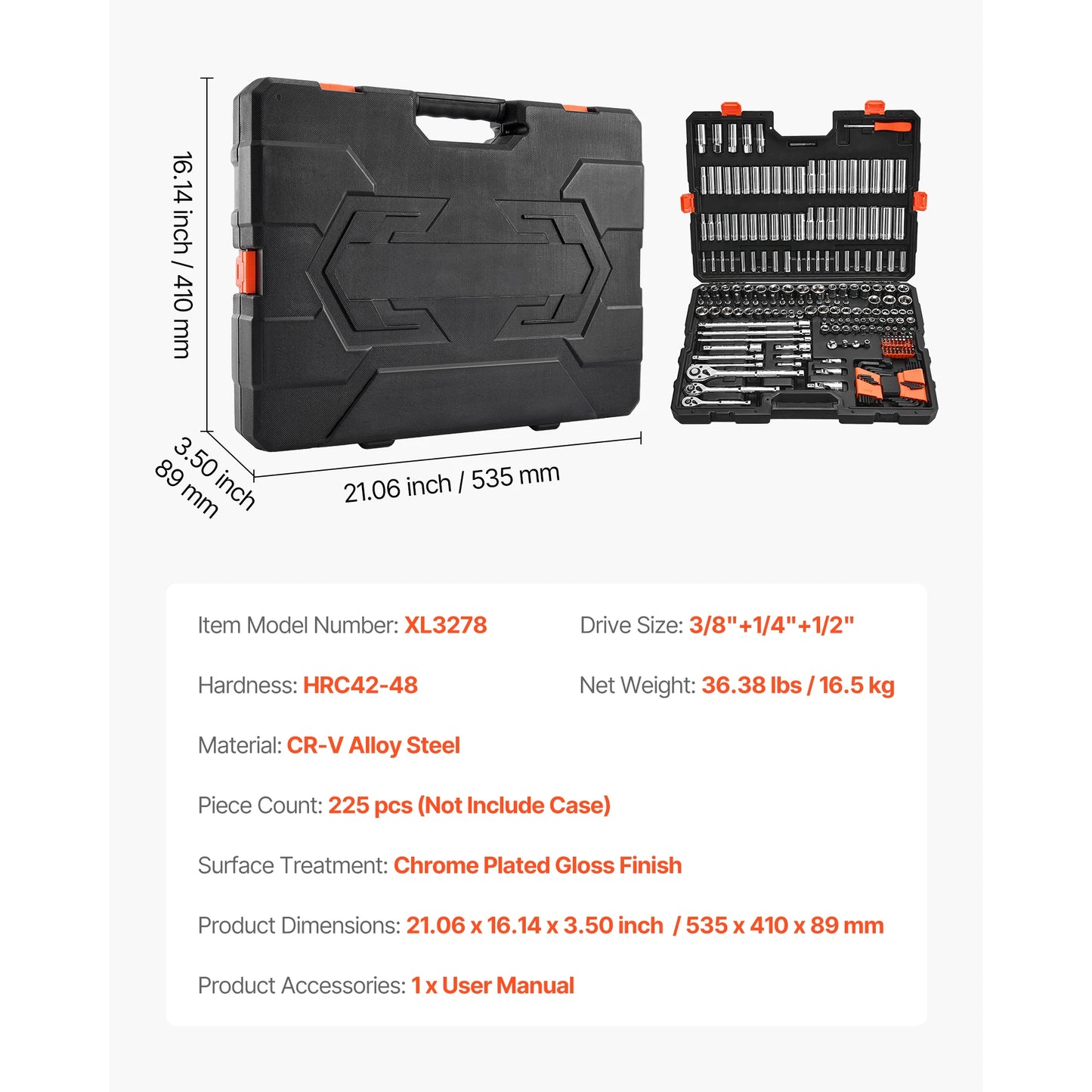 SucceBuy 86 Piece Socket Set With Ratchet Wrench For Mechanic