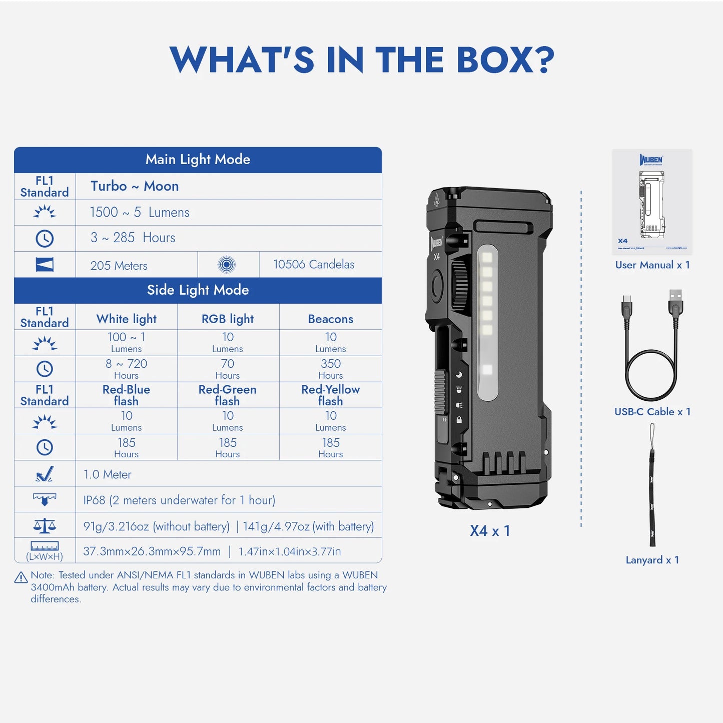 WUBEN X4 EDC Flat Flashlight With Magnetic IP68