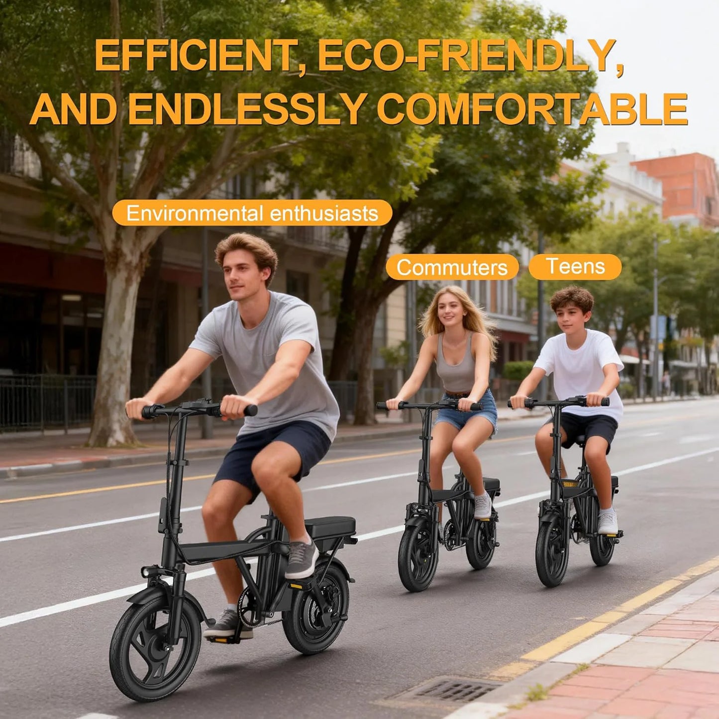 Ladped Foldable Electric Bike 500W 48V Dual Seat Mini E Bike