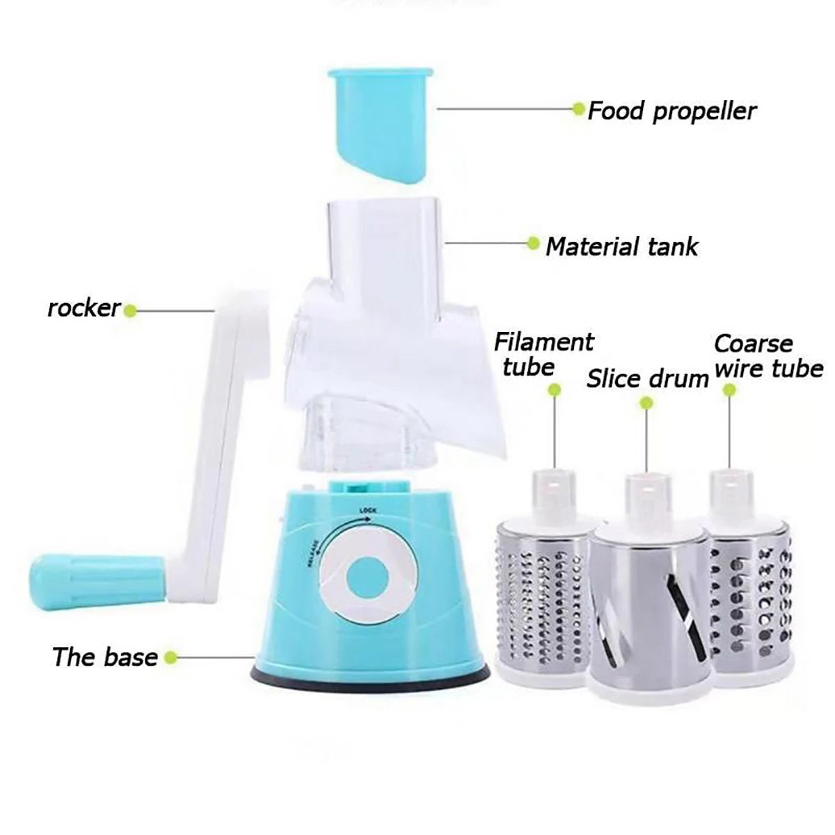 AEHOME Vegetable Slicer Shredder Tool Three Drum Manual Grater
