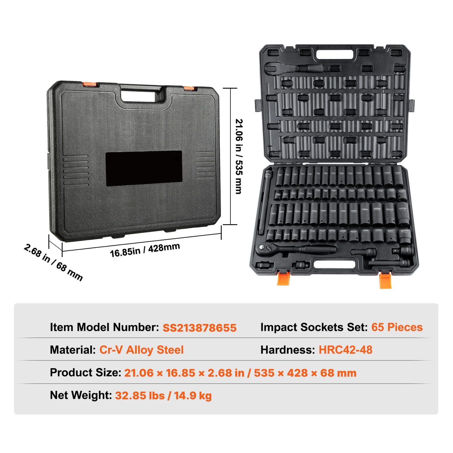 SucceBuy Cr V Alloy Steel Impact Socket Set 65 Piece