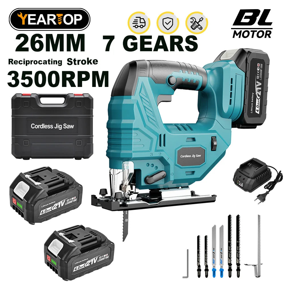 YEARTOP 7-Speed Brushless Cordless Jigsaw For Wood Cutting Makita 18V