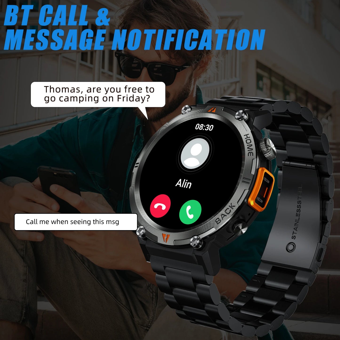 LaNikar KE3 Bluetooth Call Smartwatch For Men With Health Monitor