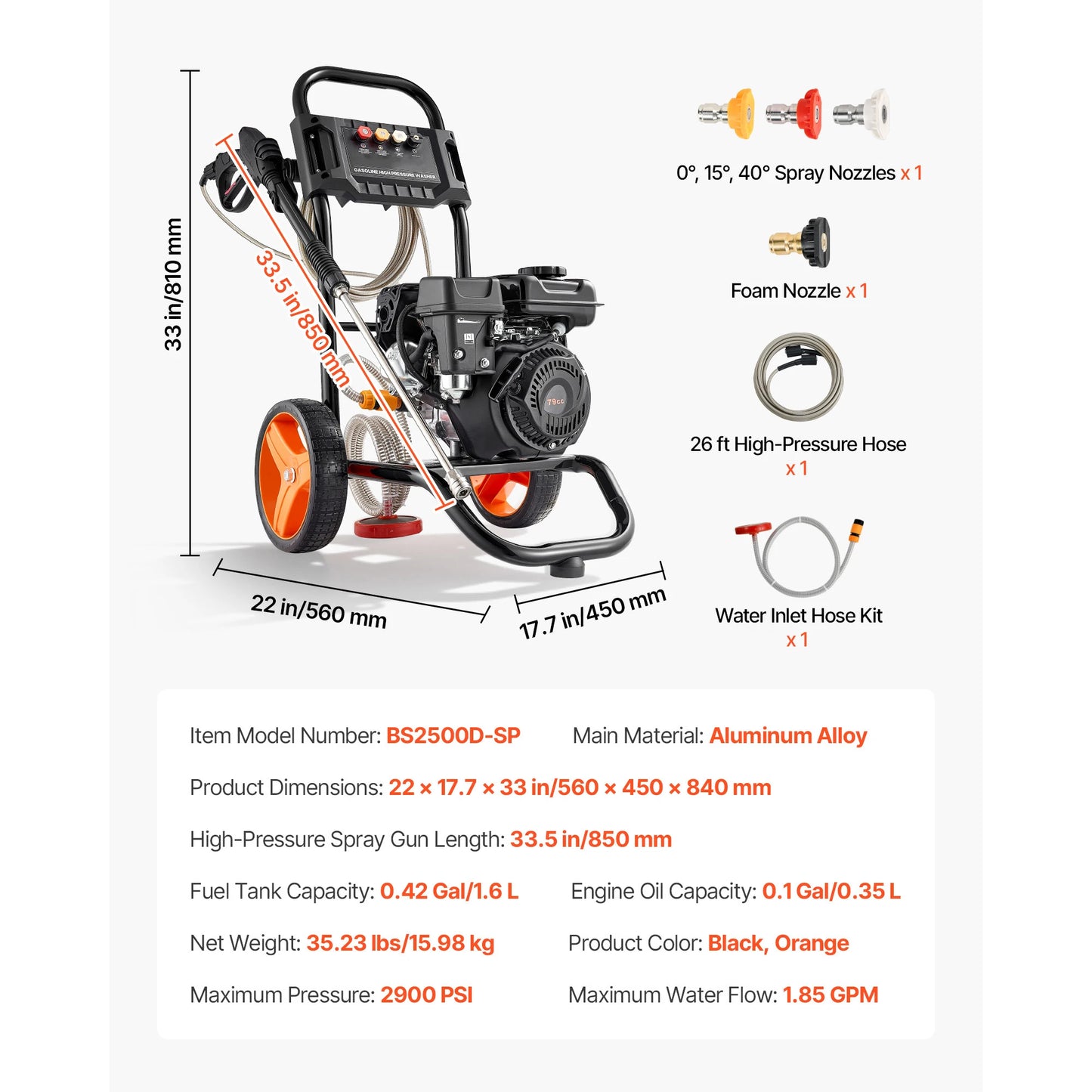 SucceBuy Gas Pressure Washer 2900 To 3600 PSI With GPM