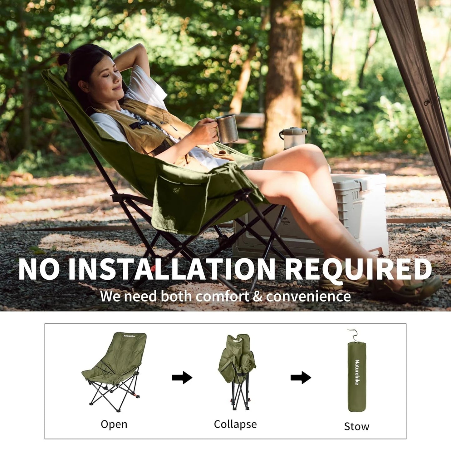 Naturehike High Back Moon Chair Camping Foldable Lounge Chair
